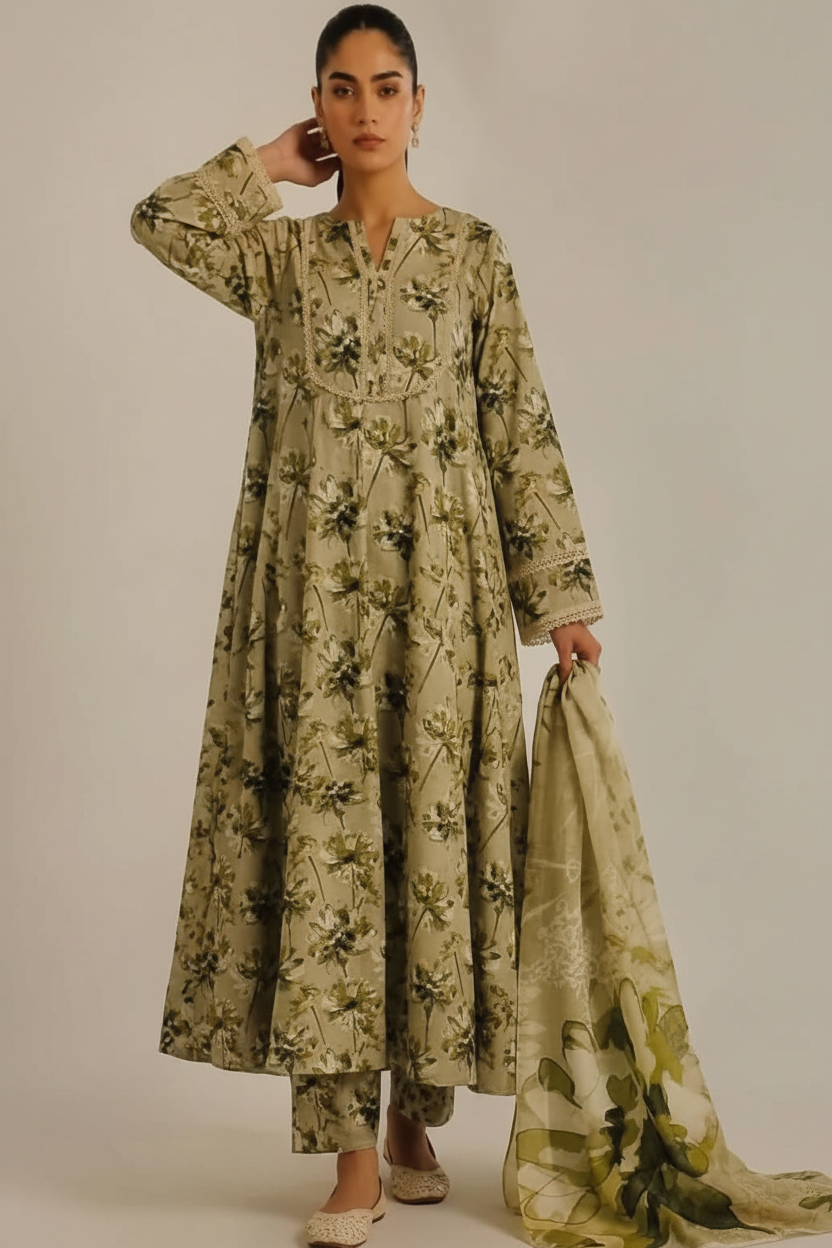 Unstitched Printed Lawn 3 Piece KF-9-RR