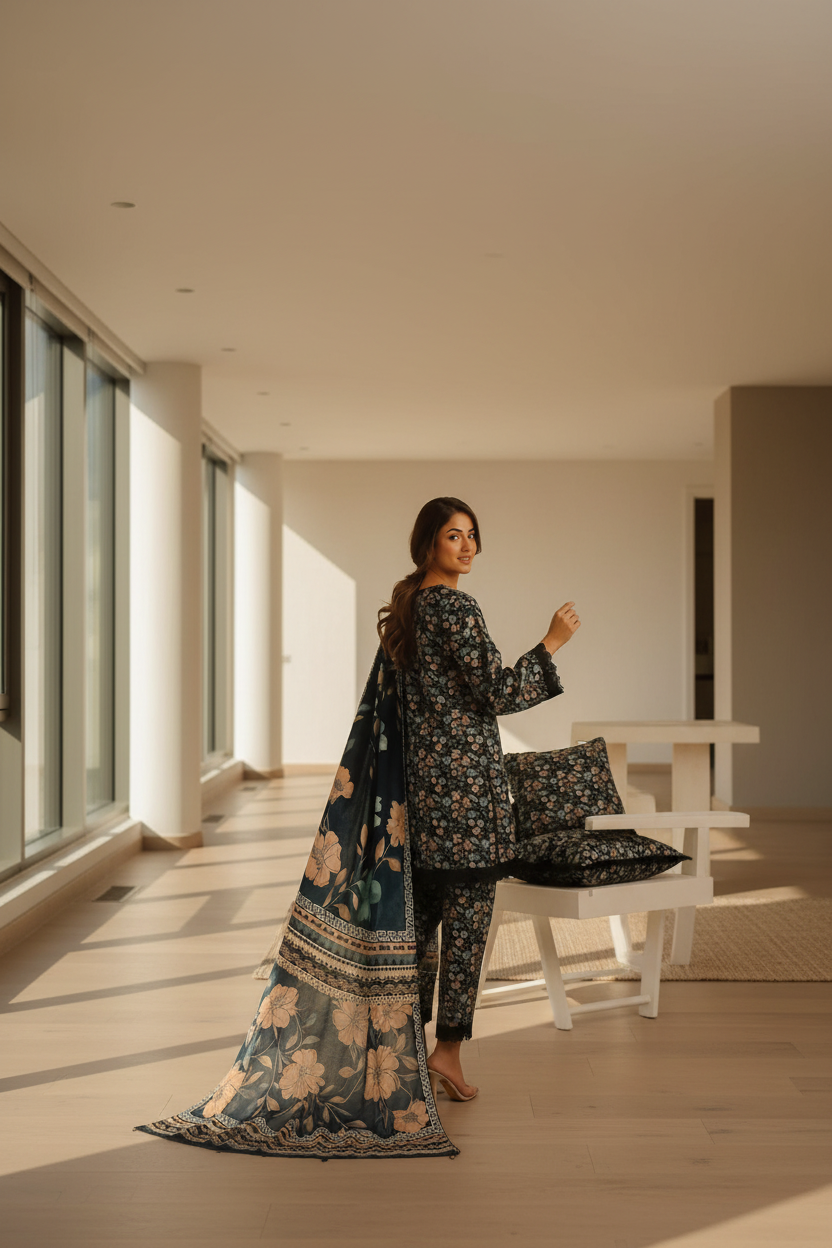 Unstitched Printed Lawn 3 Piece KF-10-RR