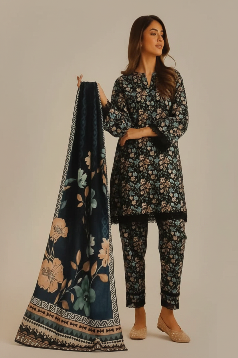 Unstitched Printed Lawn 3 Piece KF-10-RR