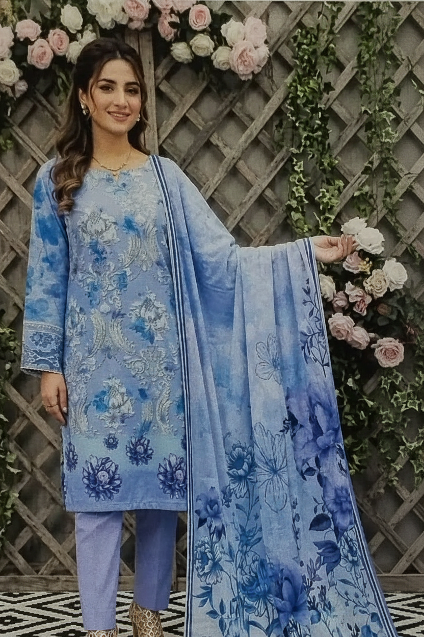 Unstitched Printed Lawn 3 Piece D-03