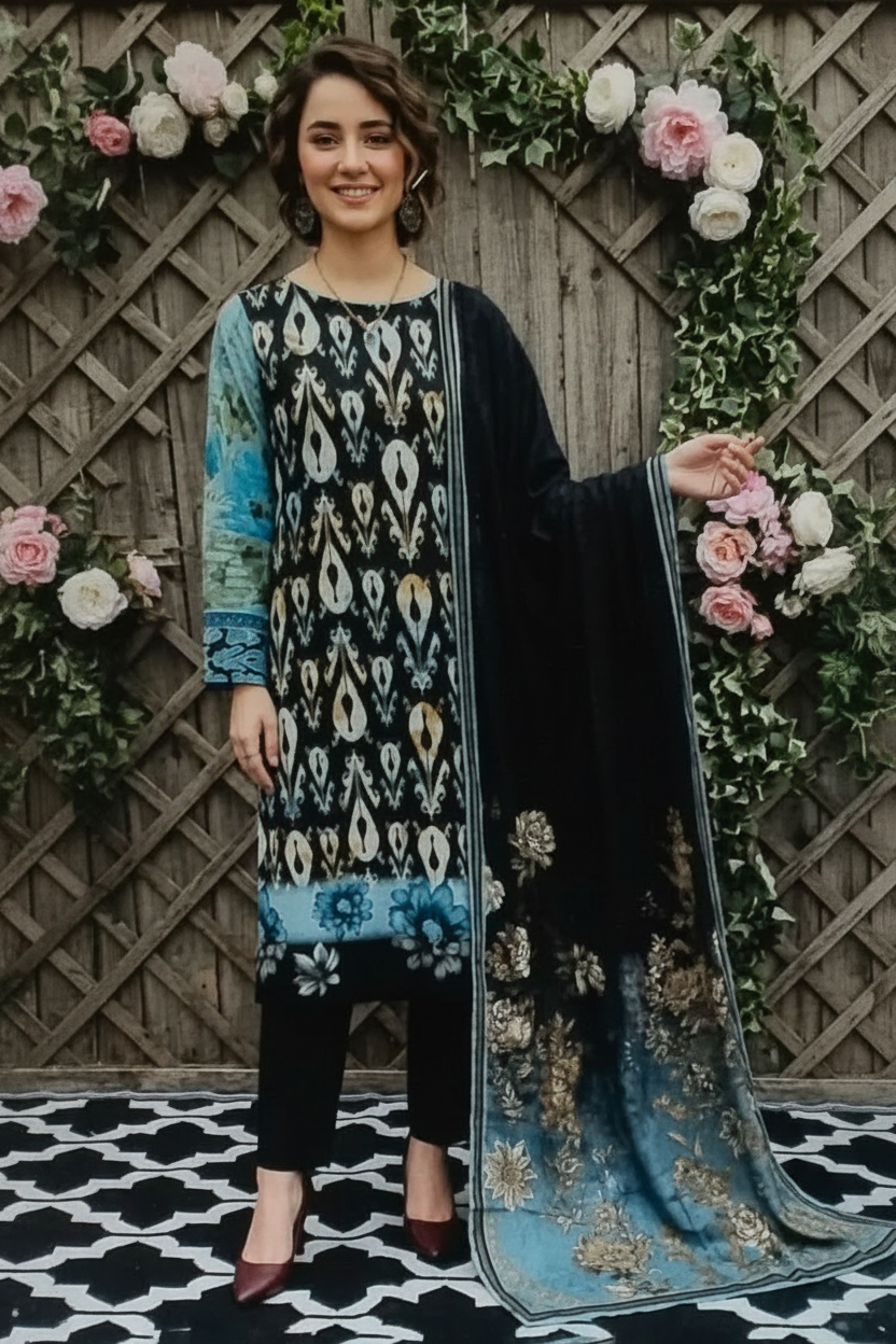 Unstitched Printed Lawn 3 Piece D-06