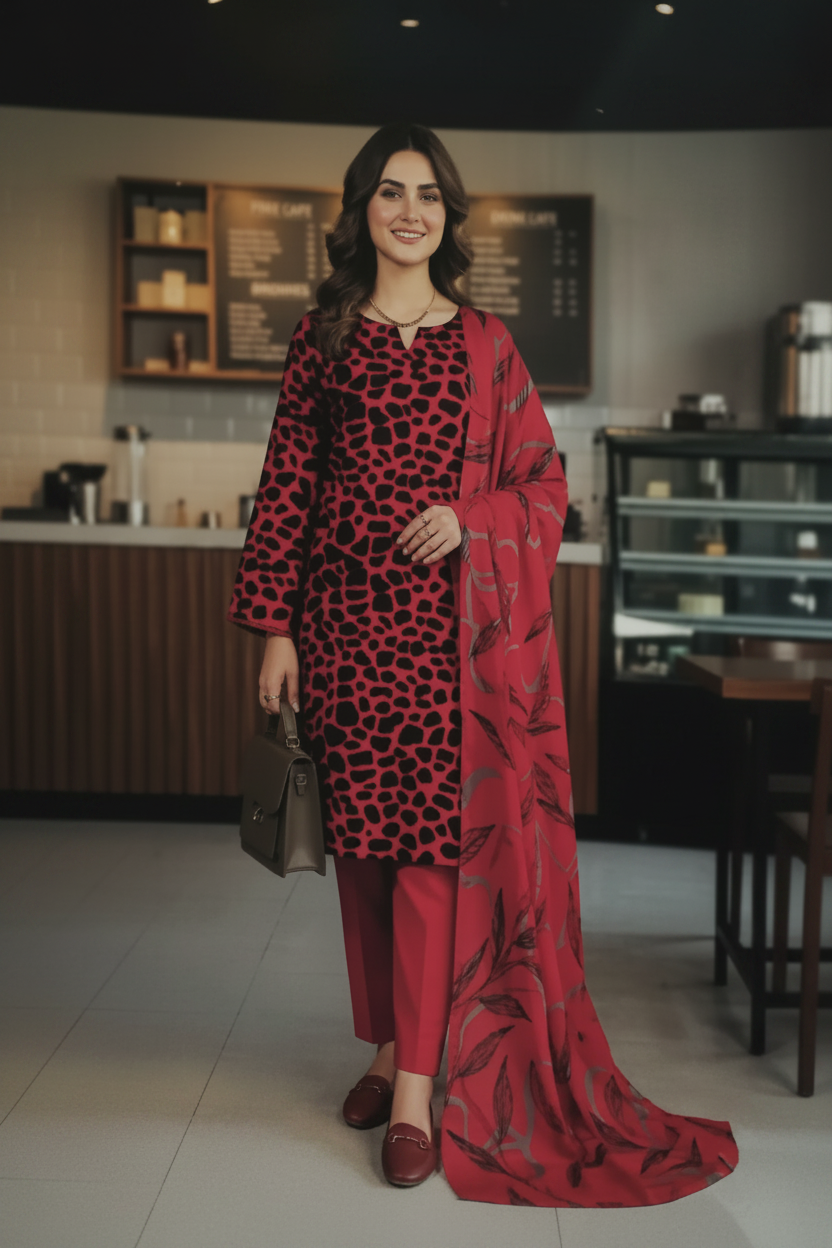 Unstitched Printed Lawn 3 Piece D-12