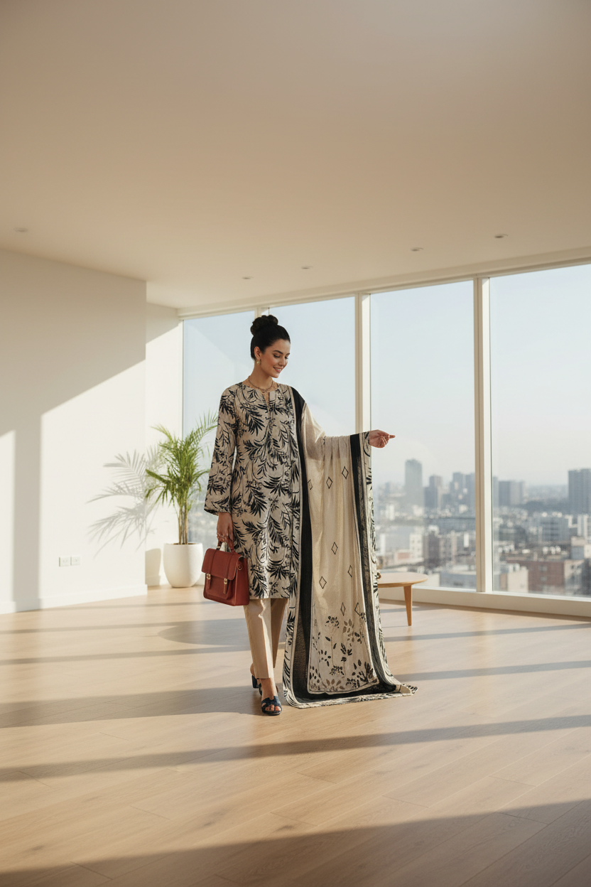 Unstitched Printed Lawn 3 Piece D-V-04