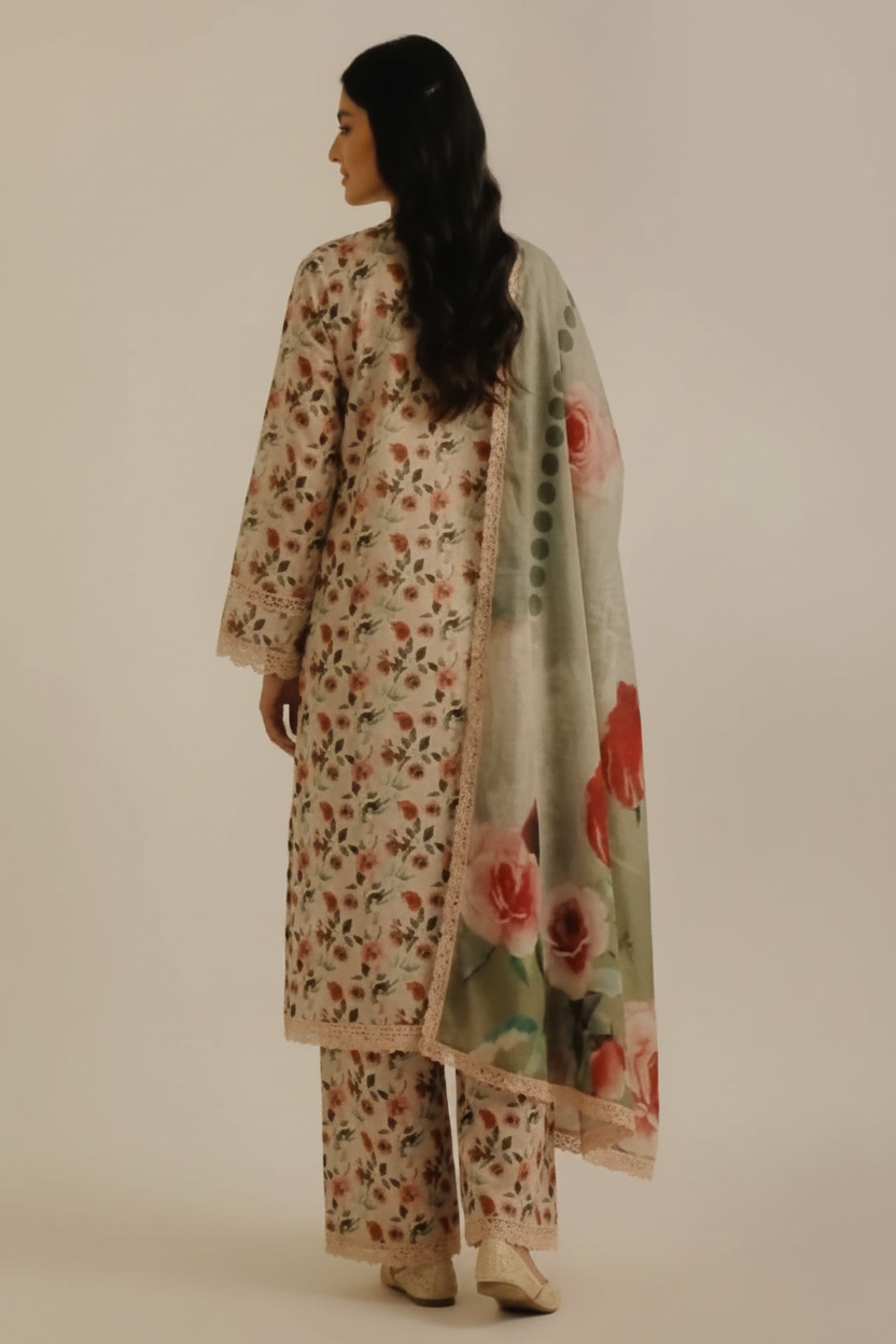 Unstitched Printed Lawn 3 Piece KF-6-RR