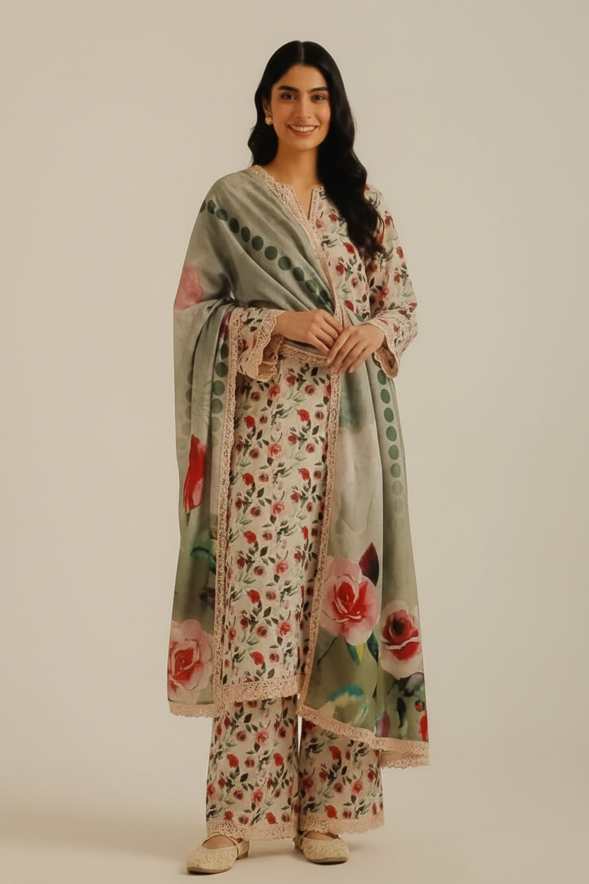 Unstitched Printed Lawn 3 Piece KF-6-RR