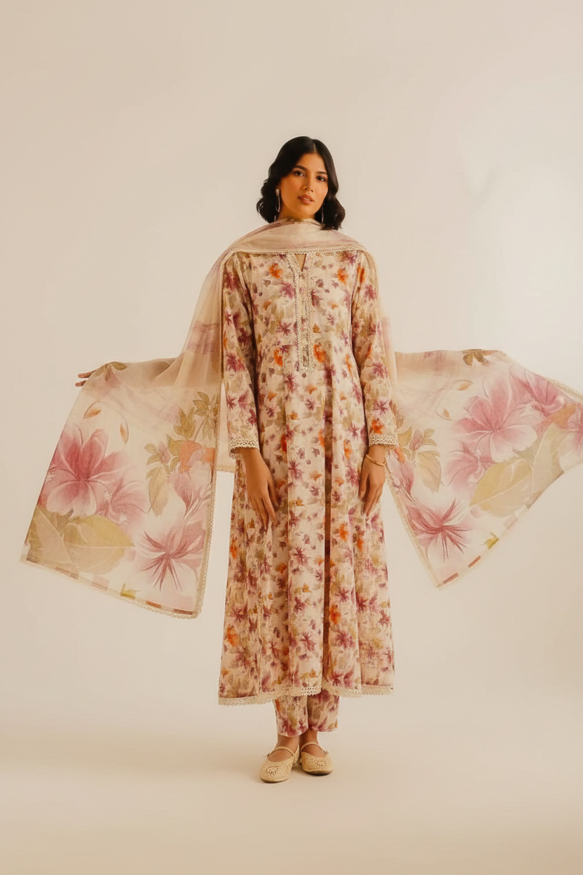 Unstitched Printed Lawn 3 Piece KF-5-RR