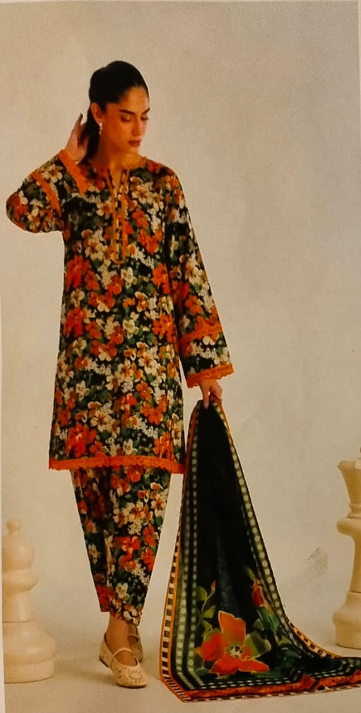 Unstitched Printed Lawn 3 Piece KF-7-RR