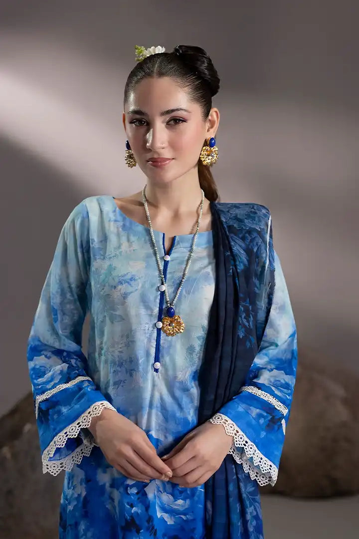 Unstitched Printed Lawn 3 Piece PF14