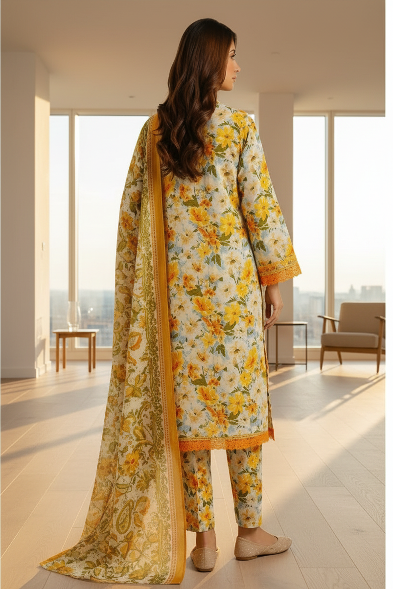 Unstitched Printed Lawn 3 Piece KF-2-RR